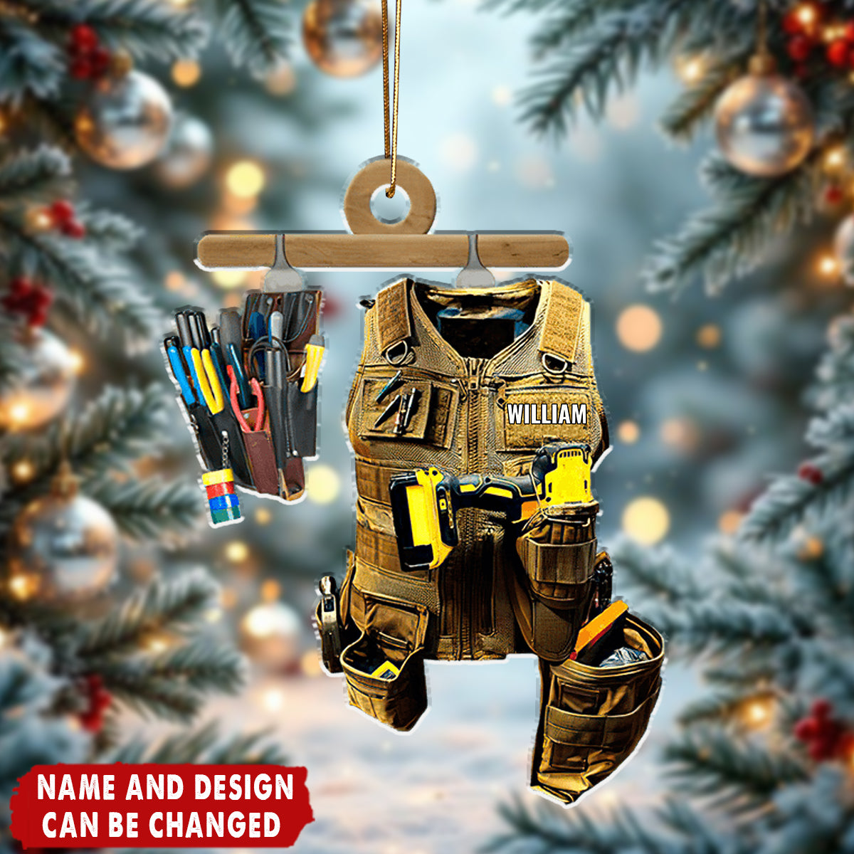 Electrician Tool Bag - Personalized Christmas Acrylic Ornament