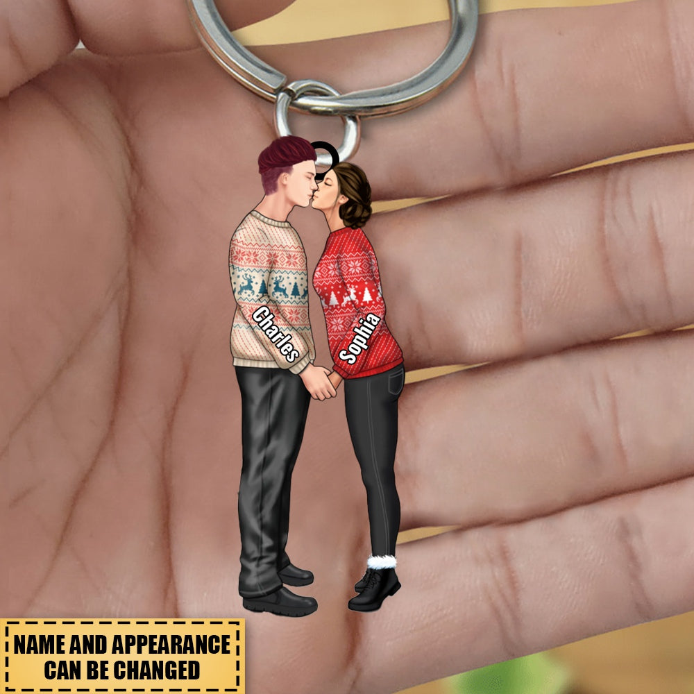 Personalized Christmas Gifts Custom Keychain For Couple Portrait, Firefighter, EMS, Nurse, Police Officer