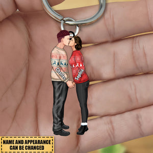 Personalized Christmas Gifts Custom Keychain For Couple Portrait, Firefighter, EMS, Nurse, Police Officer