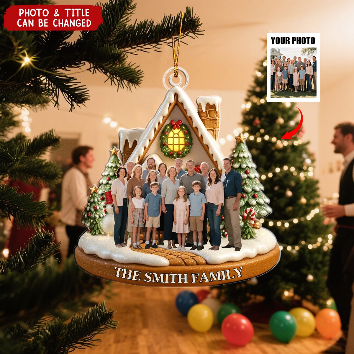 Christmas Sparkles With Love At Home Personalized Photo Acrylic Ornament - Christmas Birthday Gifts For Family