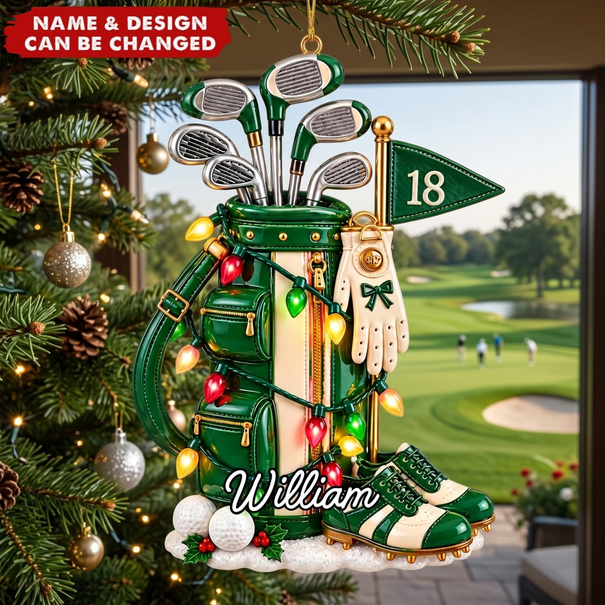 Golf Bag - Personalized Acrylic Ornament, Gift For Golfer