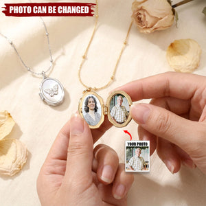 Personalized Butterfly Locket 1-2 Photos Necklace - Birthday Anniversary Memorial Gift for Women