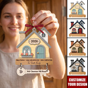 Custom New Home Wooden Ornament With Tag - Personalized Anniversary Christmas Wedding Gifts