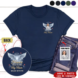 Custom Photo Never Walk Alone - Memorial Personalized Back And Front Printed Unisex T-Shirt