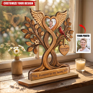 Forever in Our Hearts Memorial - Personalized 2-Layered Wooden Plaque - Heartfelt Sympathy Gift for Loved Ones