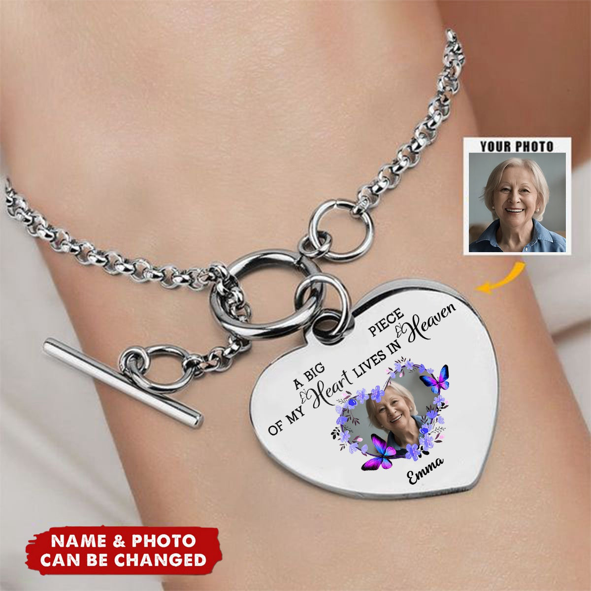 A Big Piece Of My Heart - Personalized Photo Heart Bracelet