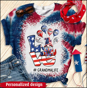 Love Grandma Life 4th of July Dwarf With Balloon Grandkids - Personalized 3D T-shirt