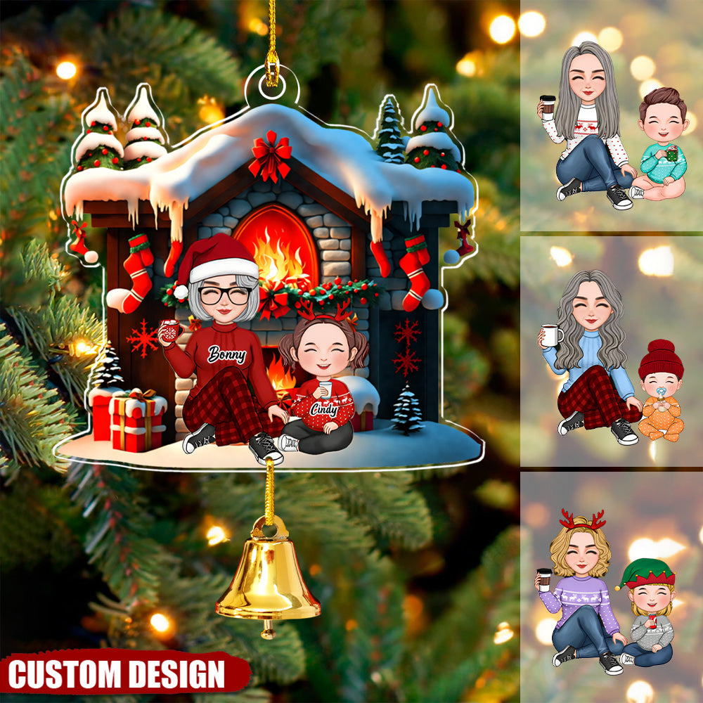 Cute Grandma & Grandkid Christmas Gift For Granddaughter Grandson Christmas Ring Bell Personalized Ornament