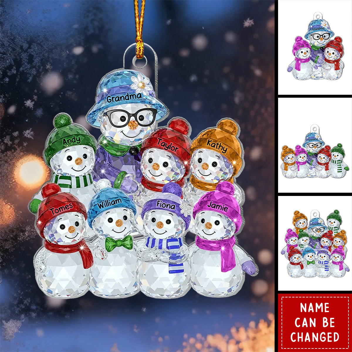 Grandma Hugging Grandkids Pattern Crystal - Personalized Acrylic Ornament