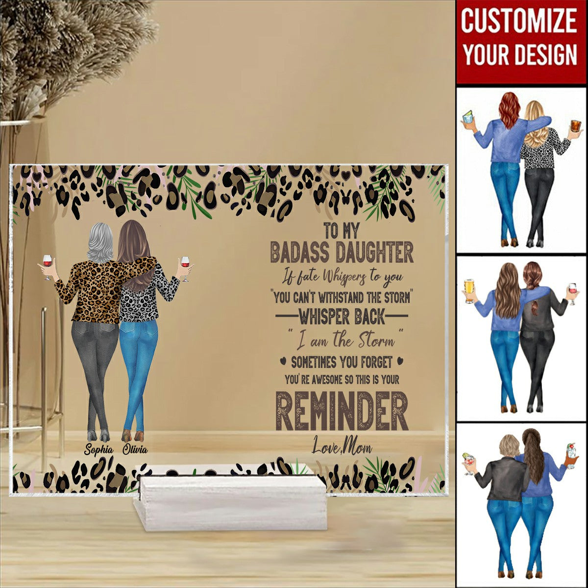To My Daughter Whisper Back I Am The Storm - Personalized Acrylic Plaque