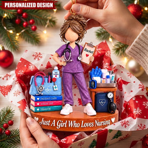 Custom Just A Girl Who Loves Nursing Acrylic Ornament