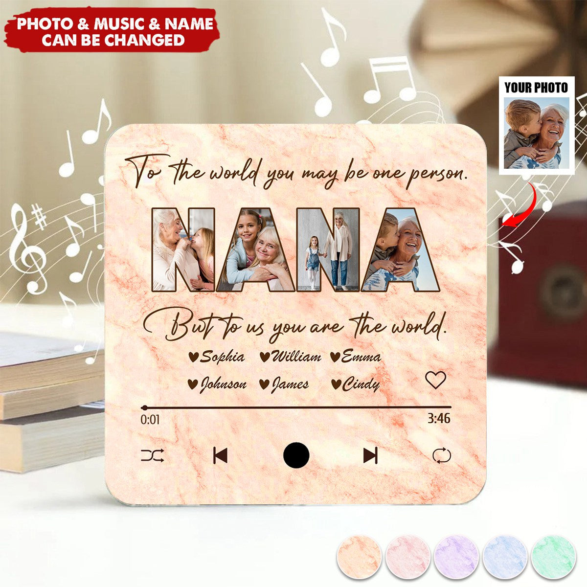 Custom Photo Mom To Me You Are The World Personalized Music Fridge Magnet