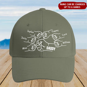Dad Grandpa And Kids Fist Bump Personalized Embroidered Cap
