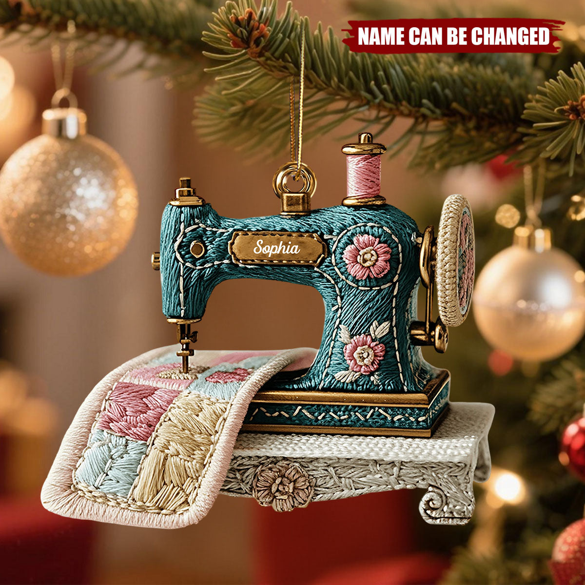 Vintage Sewing Machine - Personalized Sewing Ornament