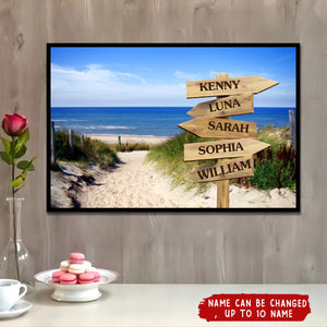 Personalized Sandy Beach Poster Print with Family Names