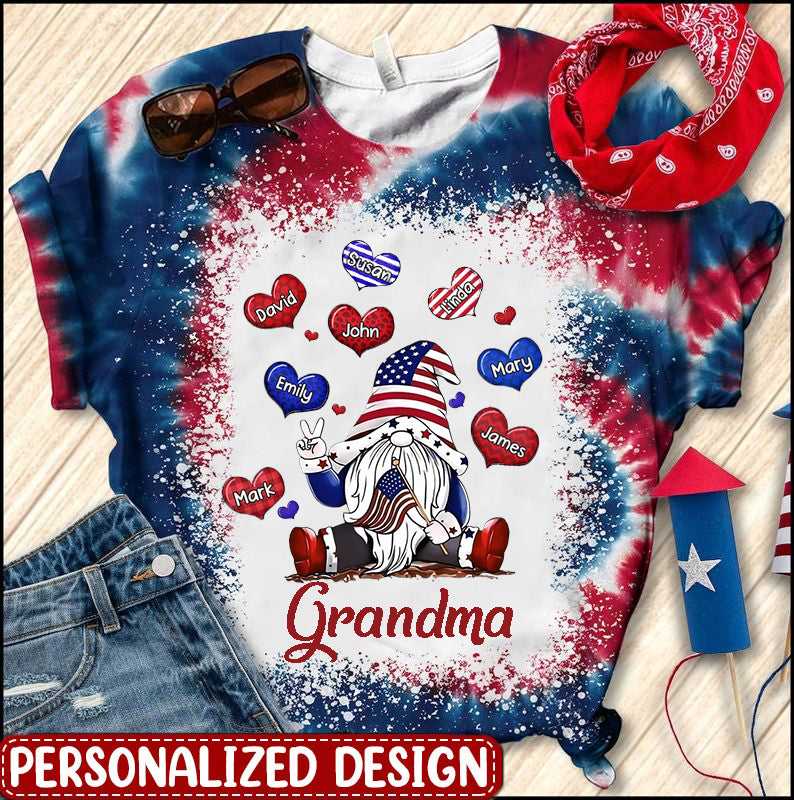4th of July American Flag Dwarf Grandma Mom Sweet Kids - Personalized 3D T-shirt