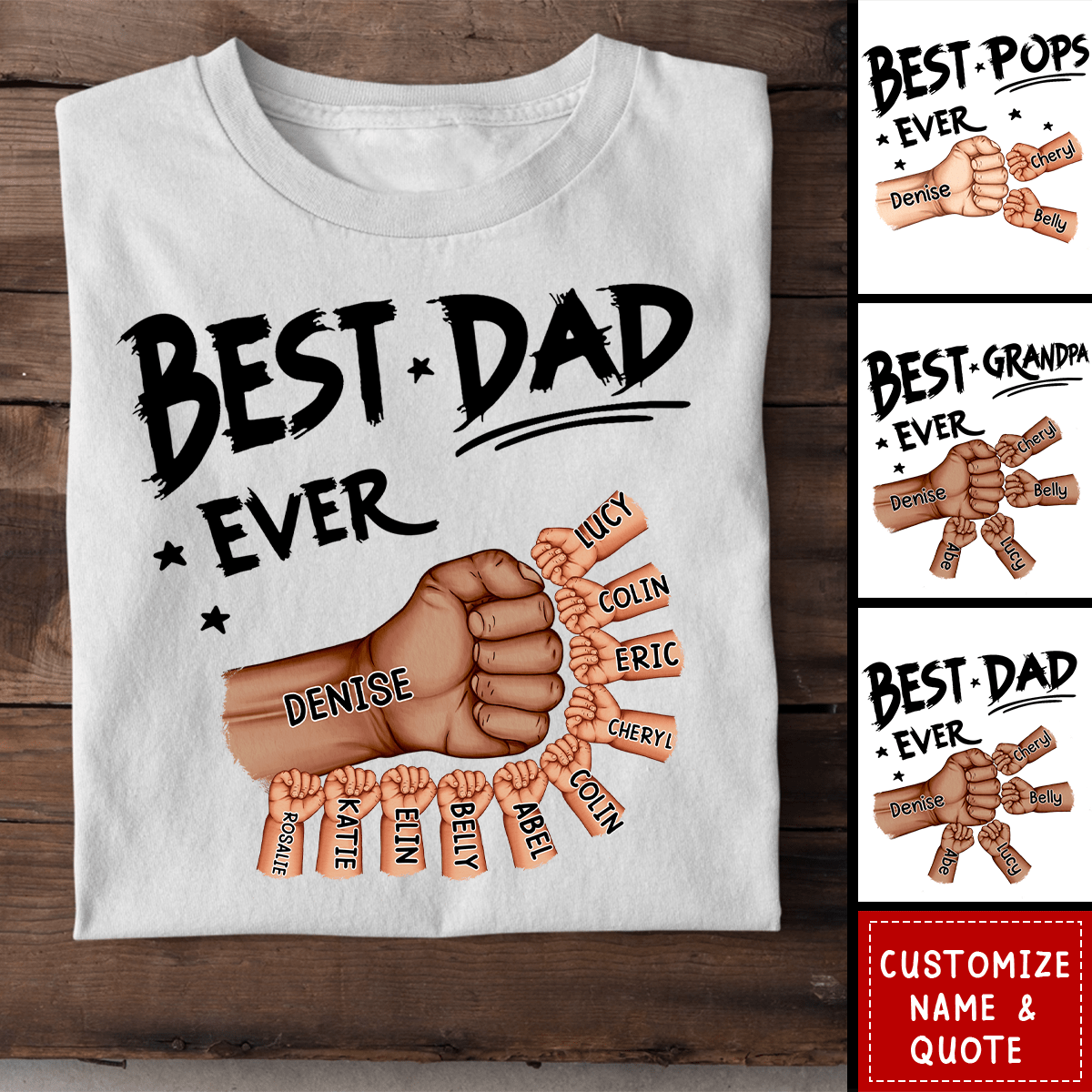 Best Dad Grandpa Ever Fist Bump - Personalized T-shirt