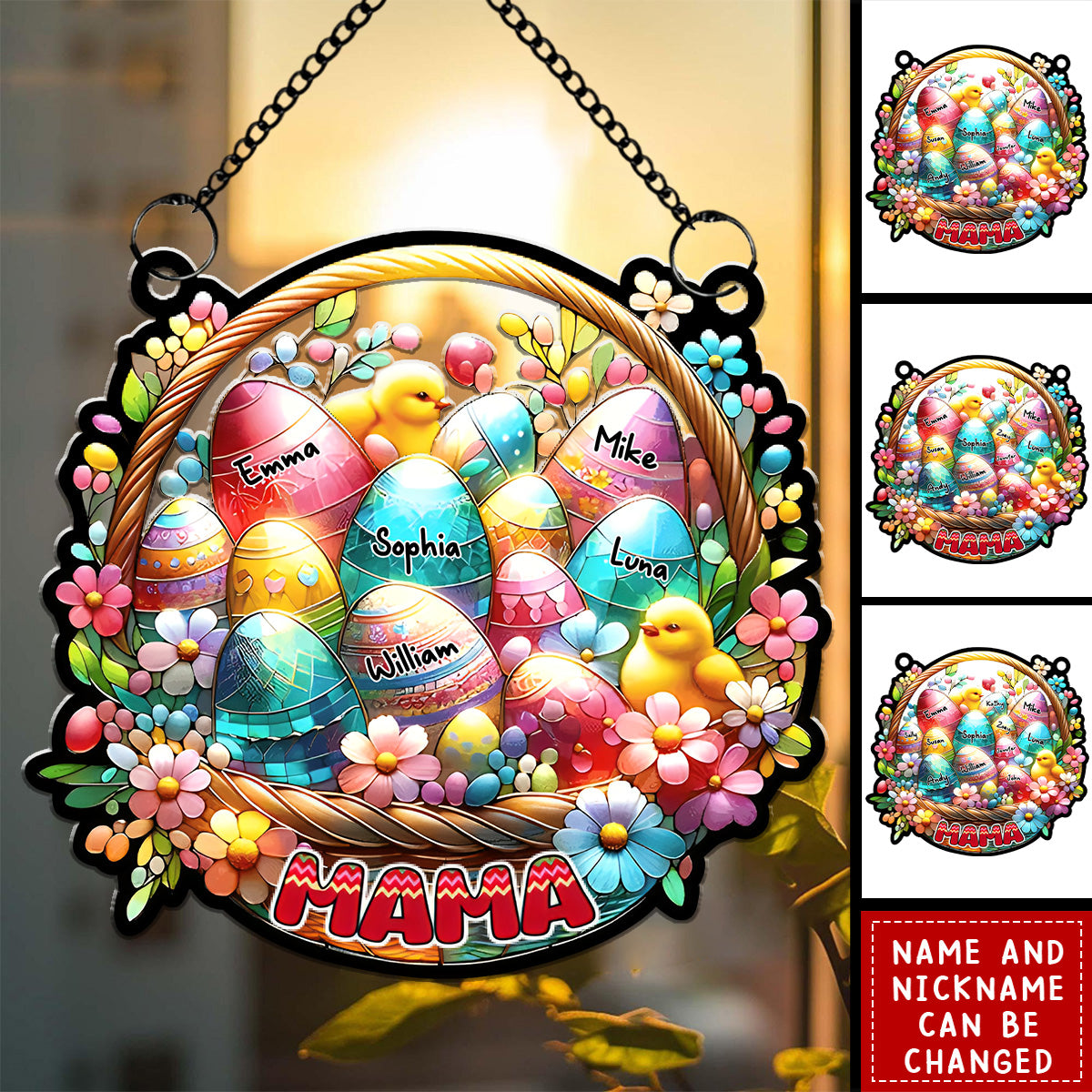 Personalized Easter Gifts For Grandma Suncatcher Ornament Easter Eggs