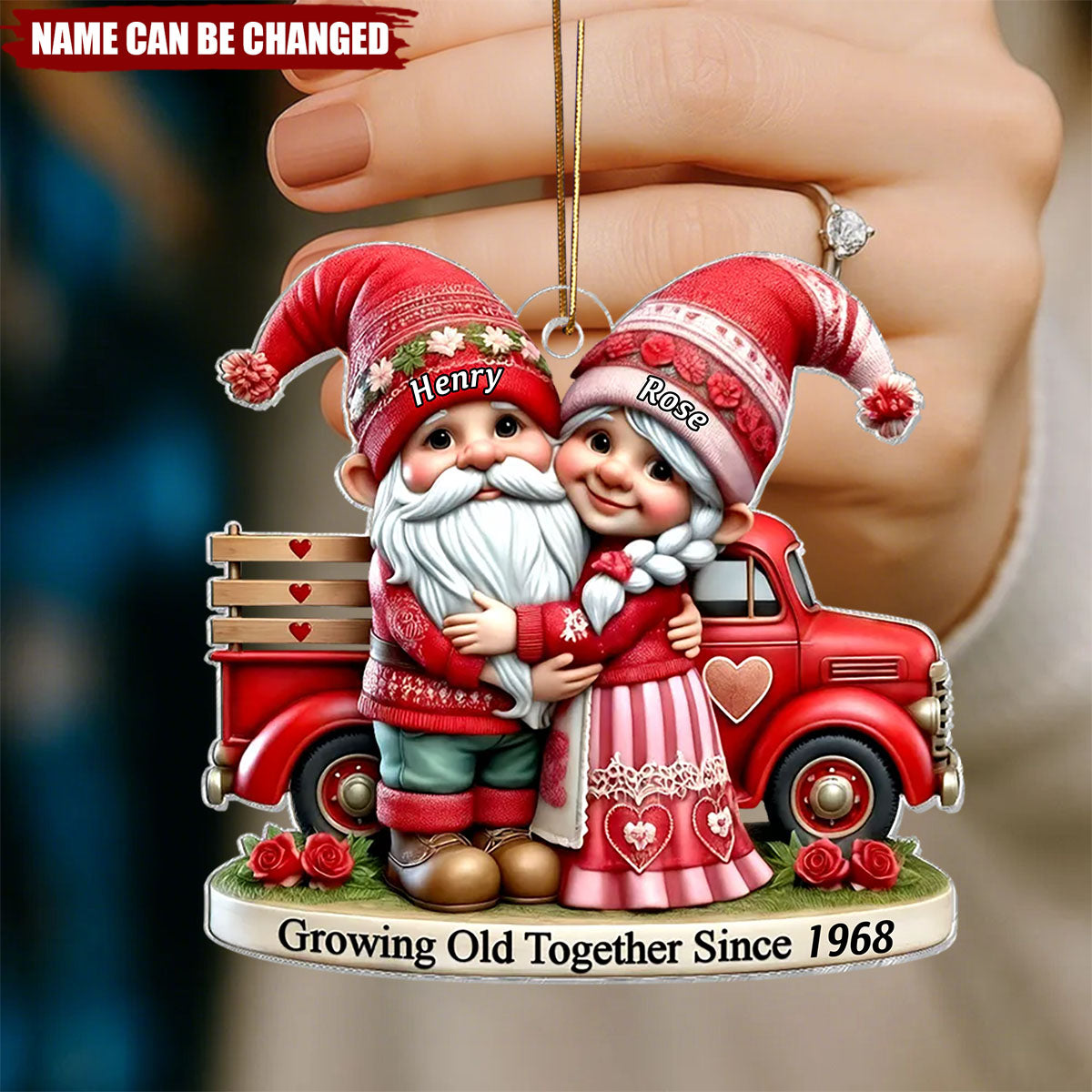 3D Effect Dwarves Old Couple And Truck Personalized Acrylic Ornament