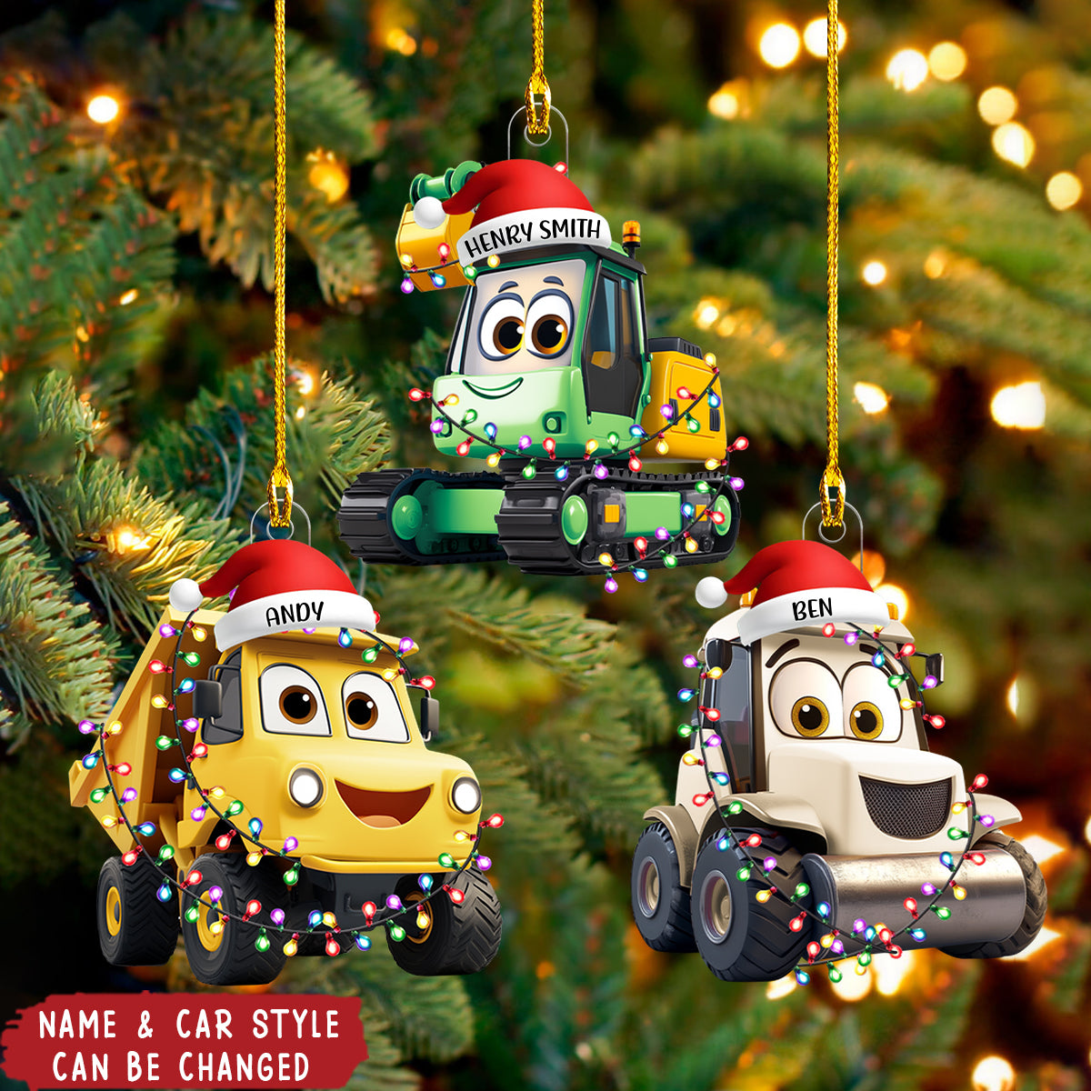 Cute Cartoon Vehicles - Personalized Acrylic Ornament