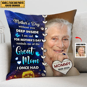 Gift For Lost Mom Memorial Photo Upload Pillow