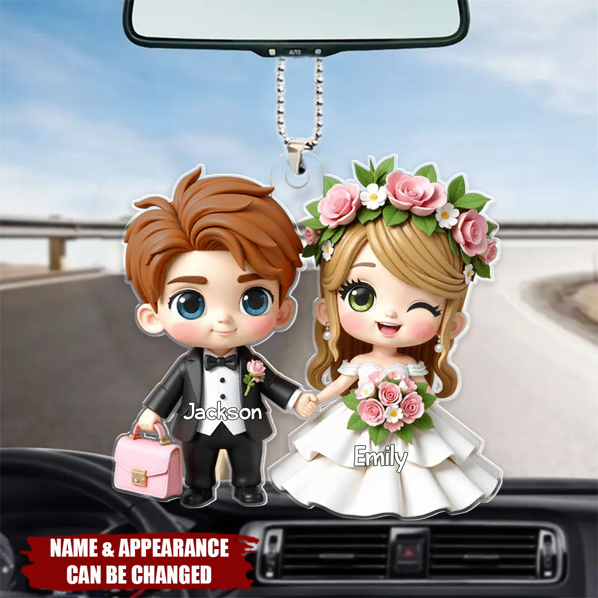 Wedding Cartoon Couple Personalized Acrylic Ornament, Gift for him, Gift for her