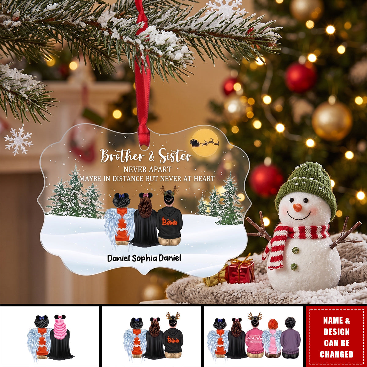 Family Never Apart, Gift For Family, Personalized Acrylic Ornament, Christmas Family Ornament, Christmas Gift