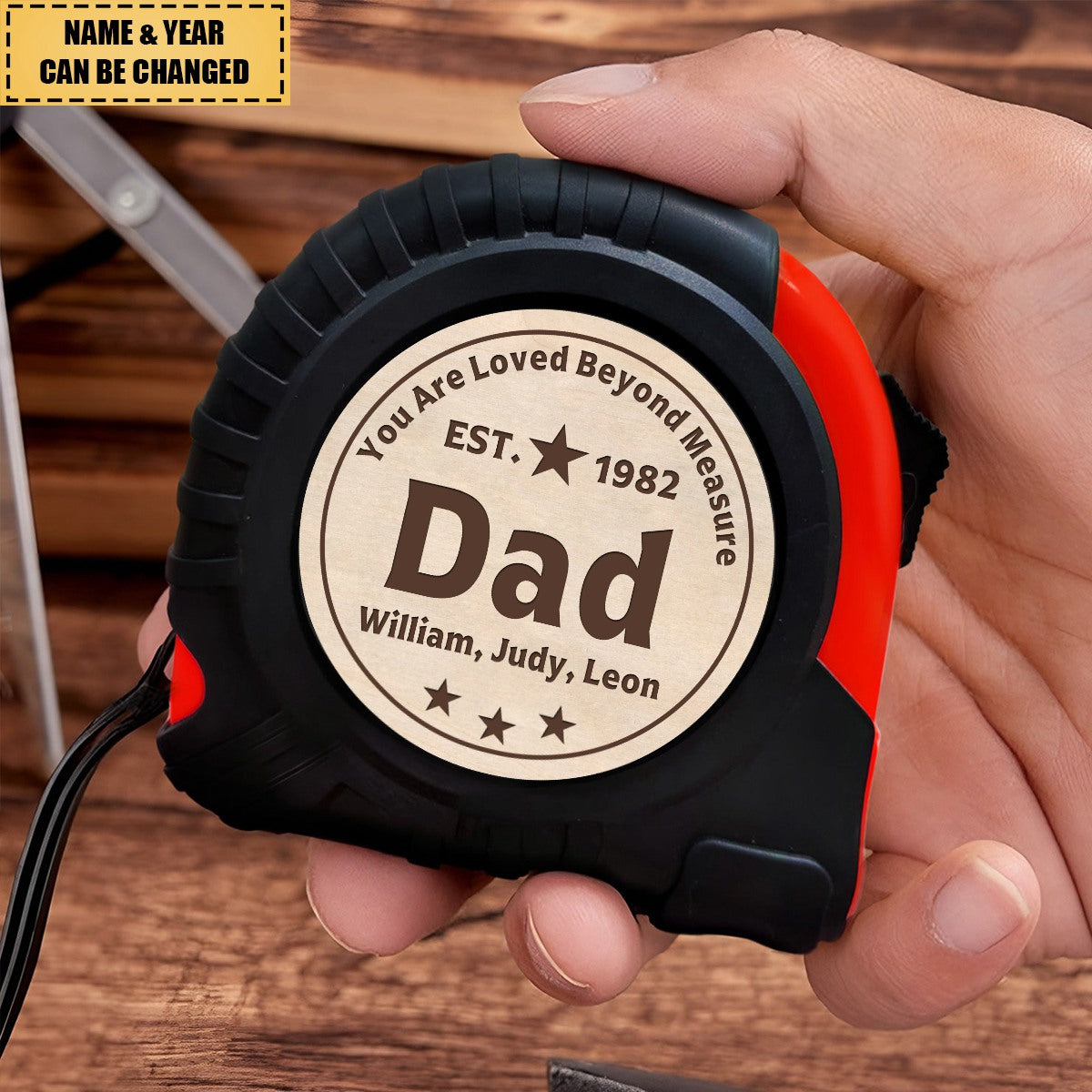 You're Loved Beyond Measure - Family Personalized Custom Tape Measure - Father's Day, Birthday Gift For Dad, Grandpa