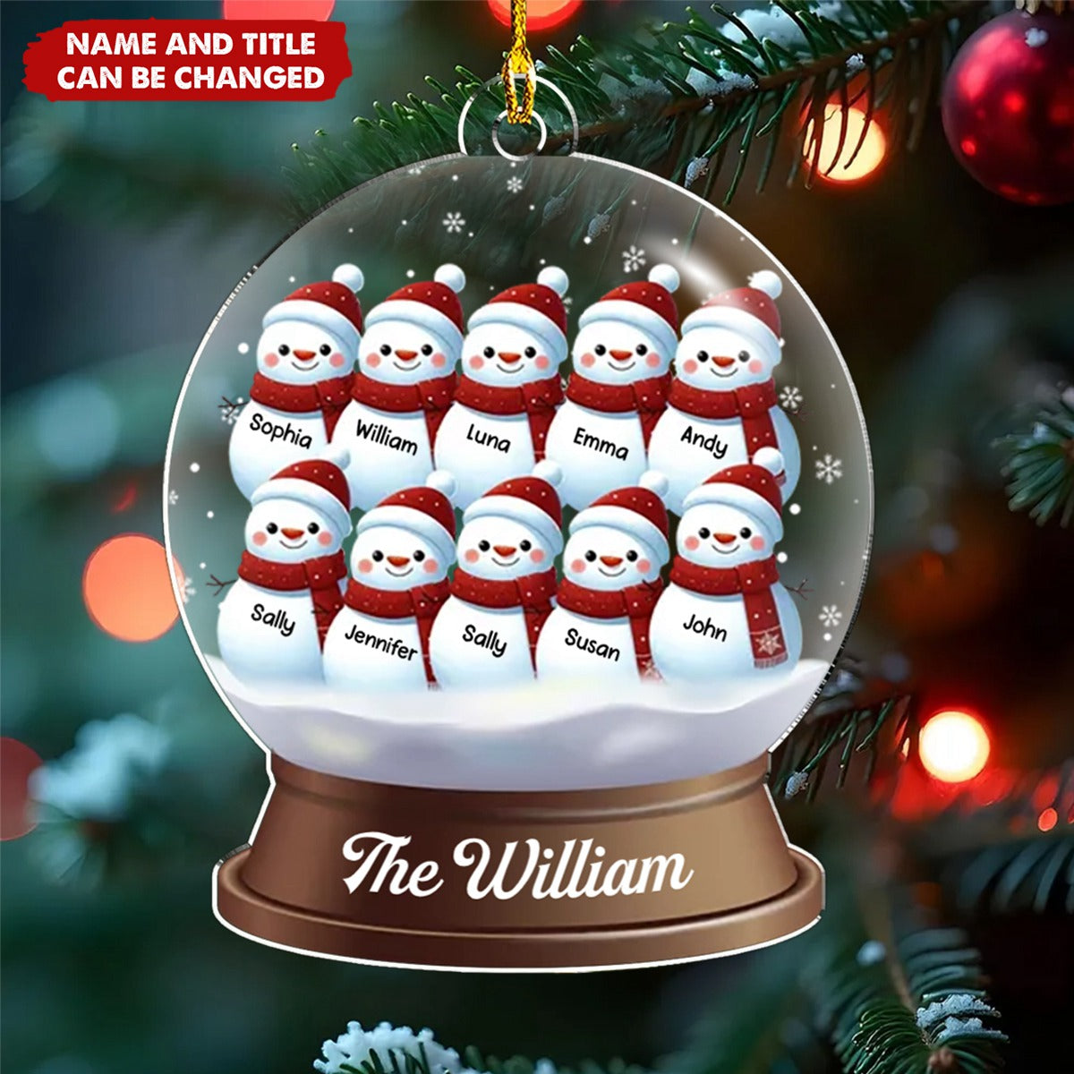 Snowman Family Christmas - Personalized Custom Acrylic Ornament
