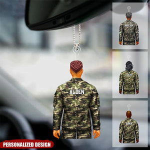 Veteran Army Military Uniform - Personalized Acrylic Car Ornament