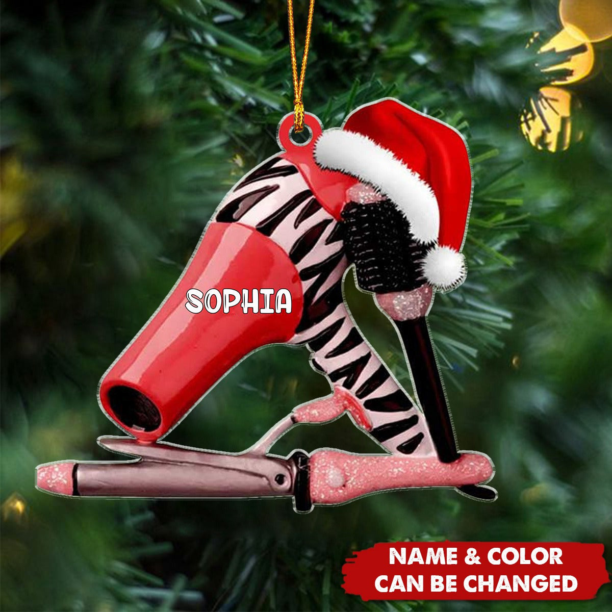 Personalized Hair Dryer Hair Brush And Hair Curler Christmas Ornament Gift For Barber