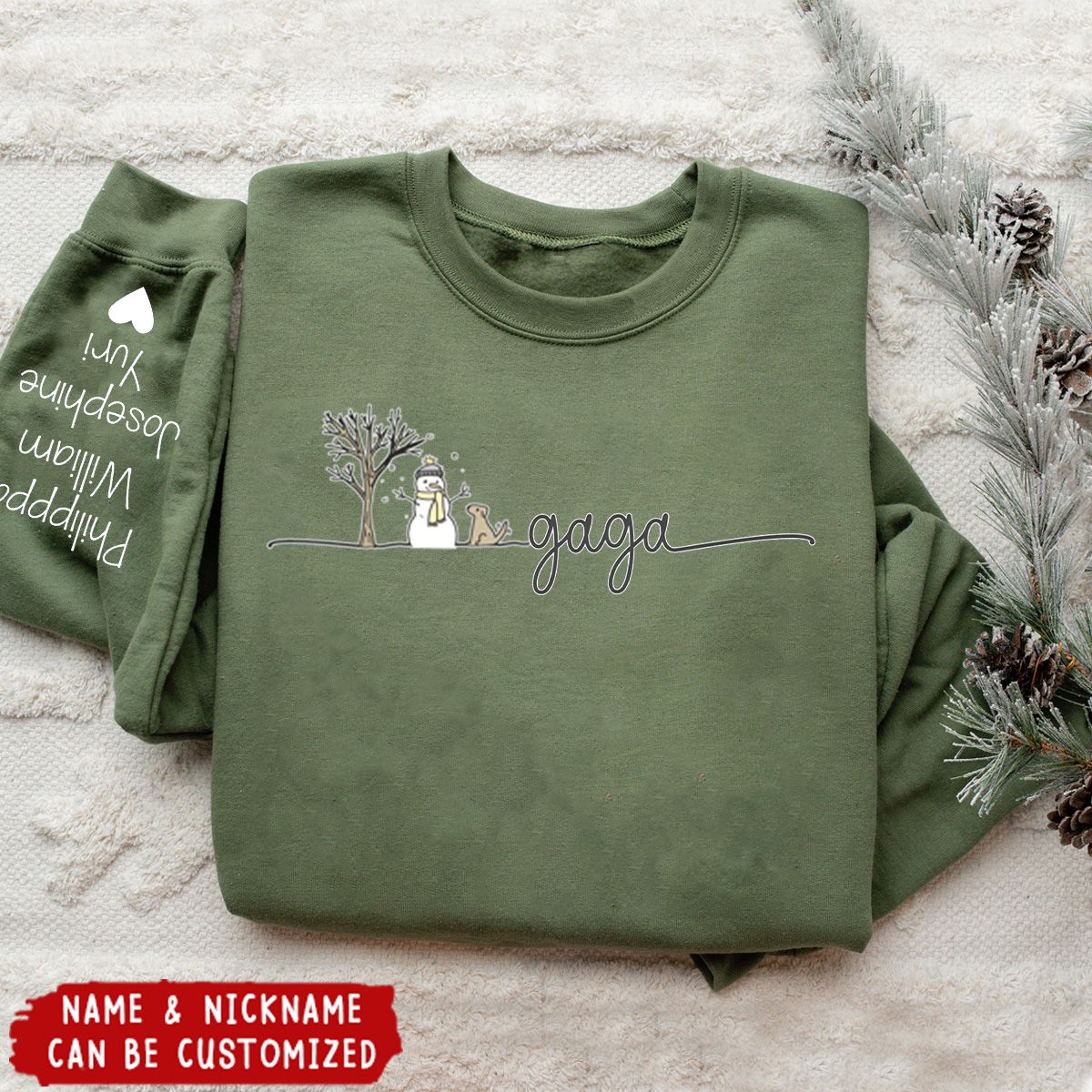 Mimi Christmas Snowman And Grandkids - Personalized Sweatshirt