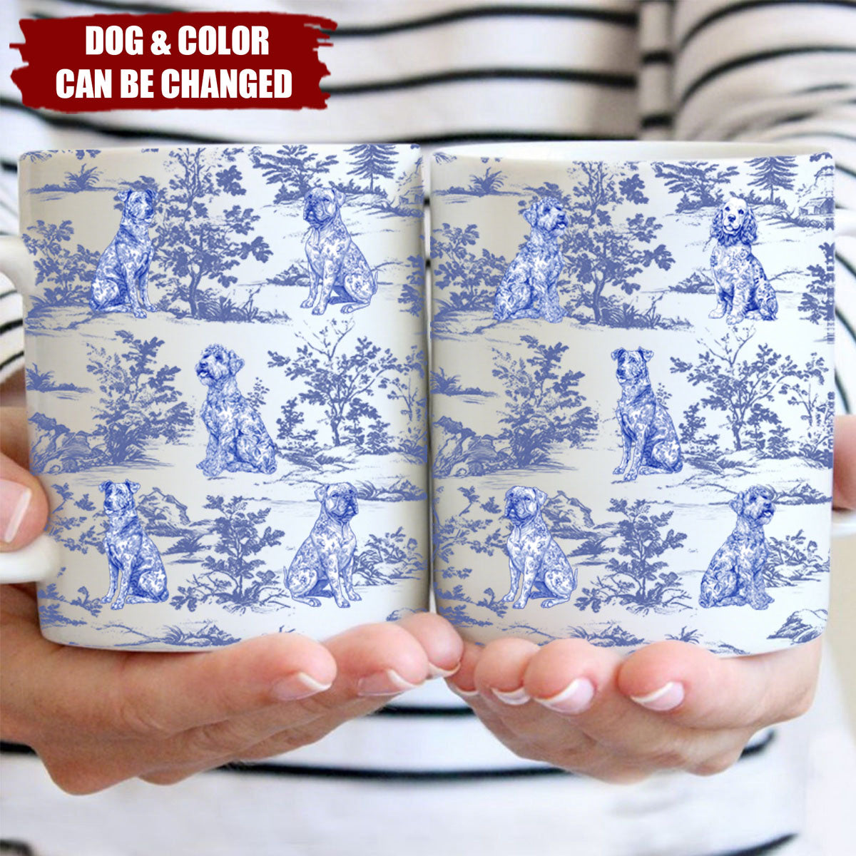 Dog Lover Toile De Jouy French Style - Personalized Mug