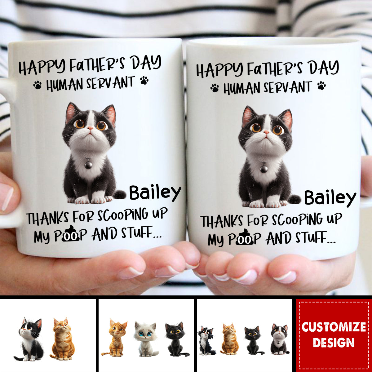 Happy Father's Day, Human Servant - Personalized Mug