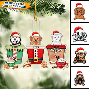 Personalized Christmas Dog Puppy Pet In Cup Acrylic Ornament