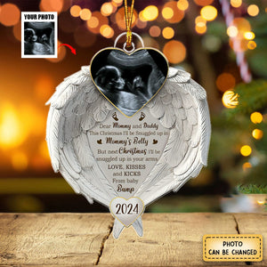 Custom Photo Baby Will Be Snuggled In The Belly Of Mommy - Personalized Acrylic Ornament