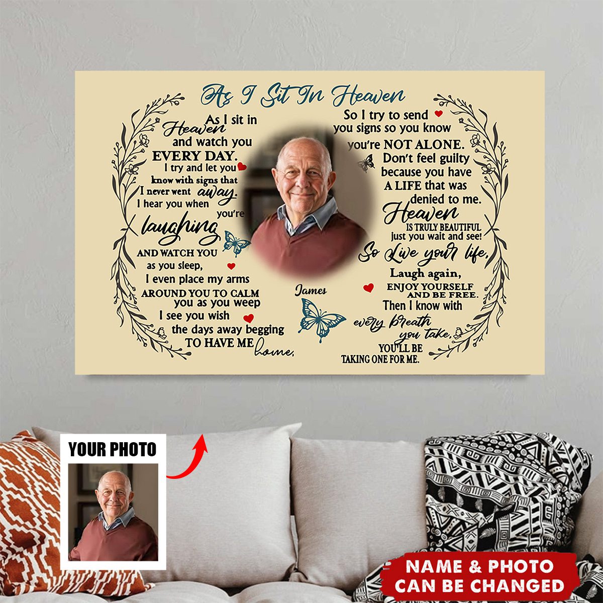 Custom Photo Poster - Memorial Sympathy Gift For Family Members