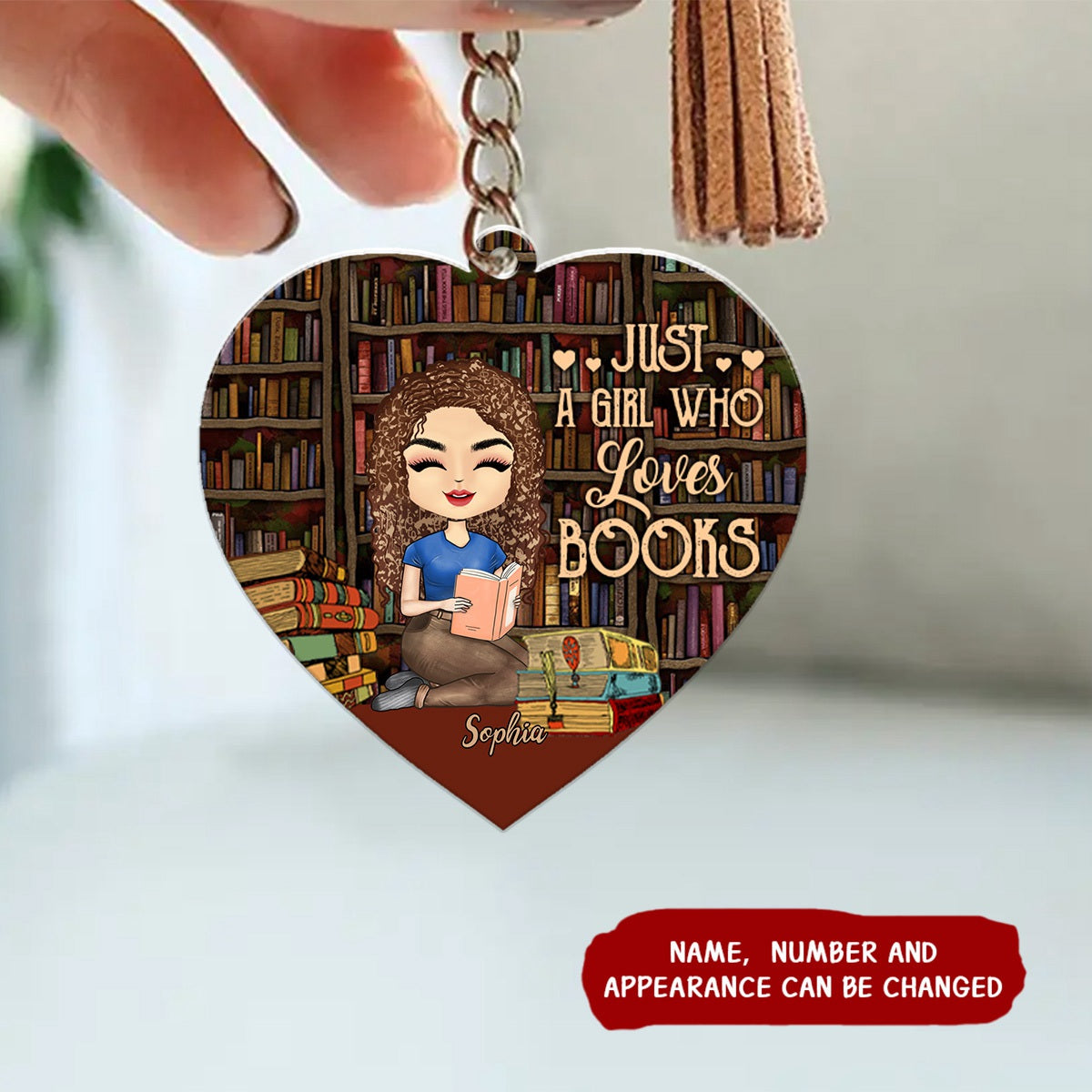 Just A Girl Who Loves Books Custom Gift For Book Lovers Heart Acrylic Keychain