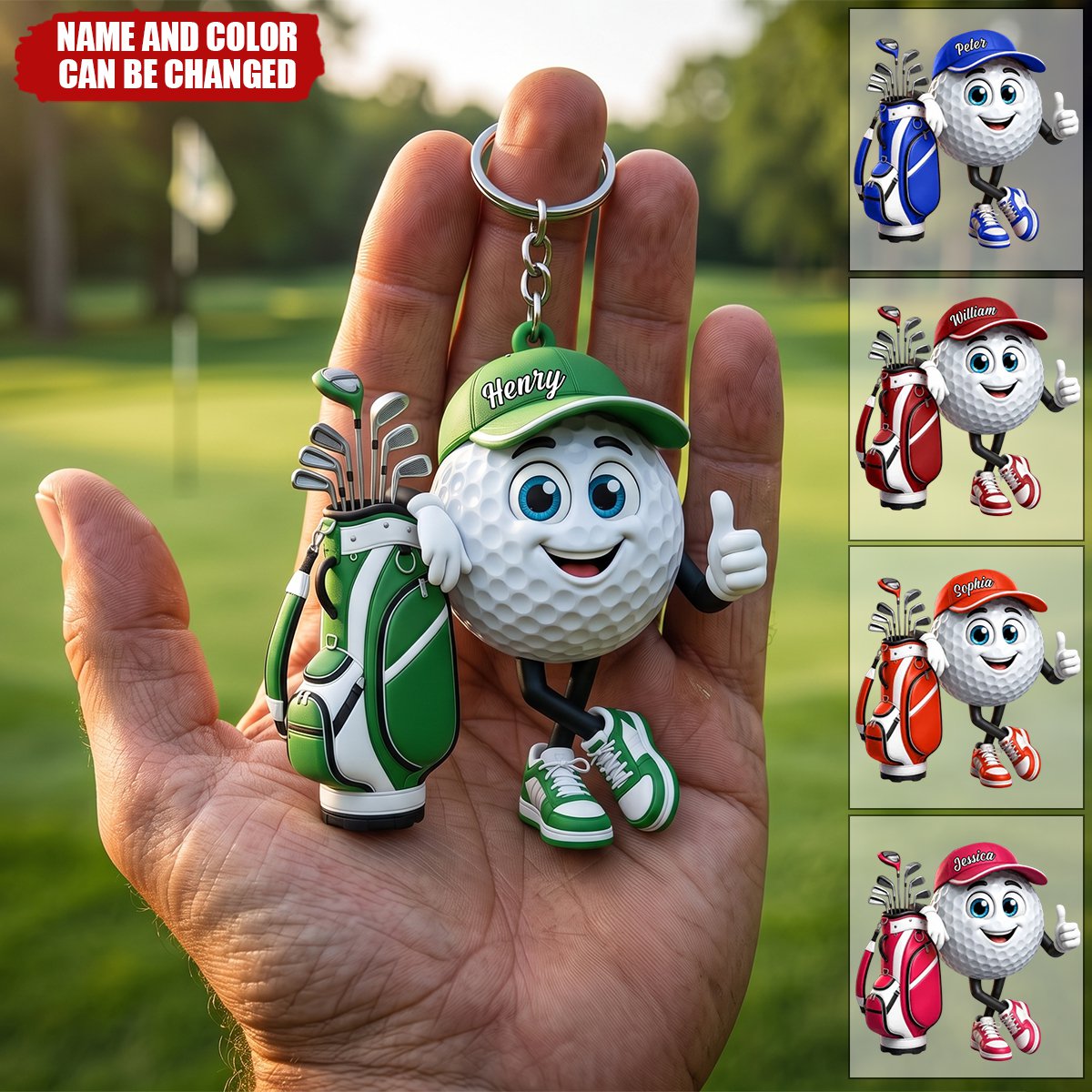 Custom Golf Shaped Acrylic Keychain - Personalized Birthday Gifts For Golf Lovers