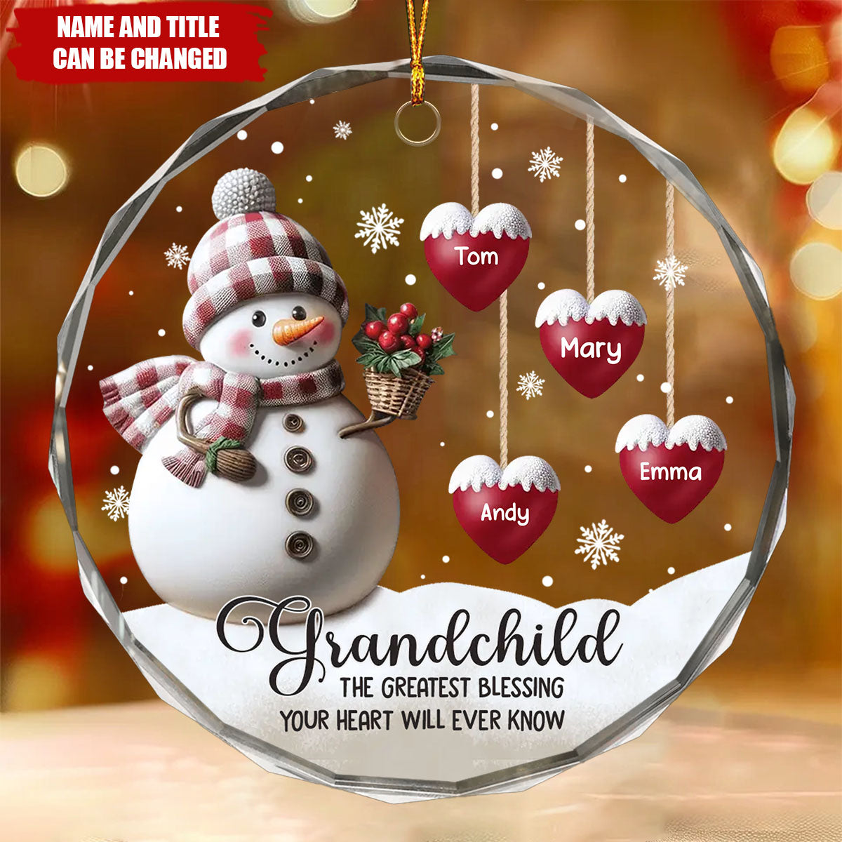 The Greatest Blessing Your Heart Will Ever Know - Family Personalized Custom Circle Glass Ornament
