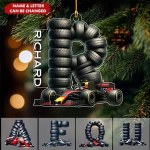 Custom Letter Sport Car Racing Ornament, Gift For Racing Fan