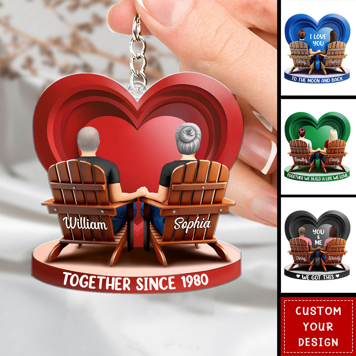 Together Since Couple 3D Effect Personalized Acrylic Keychain