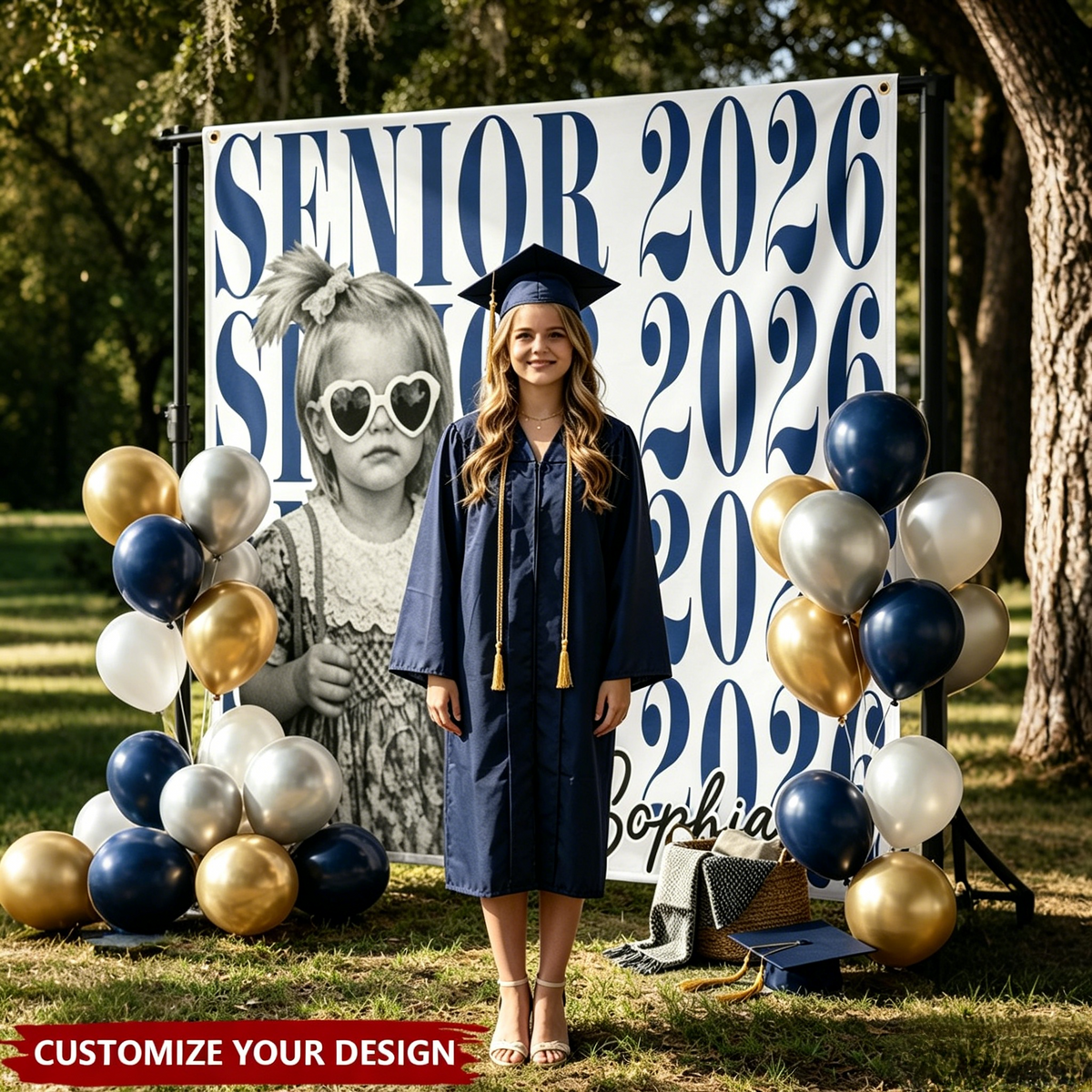 Senior Custom Vintage Photo - Personalized Backdrop