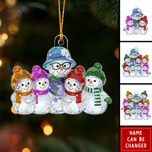 Grandma Hugging Grandkids Pattern Crystal - Personalized Acrylic Ornament