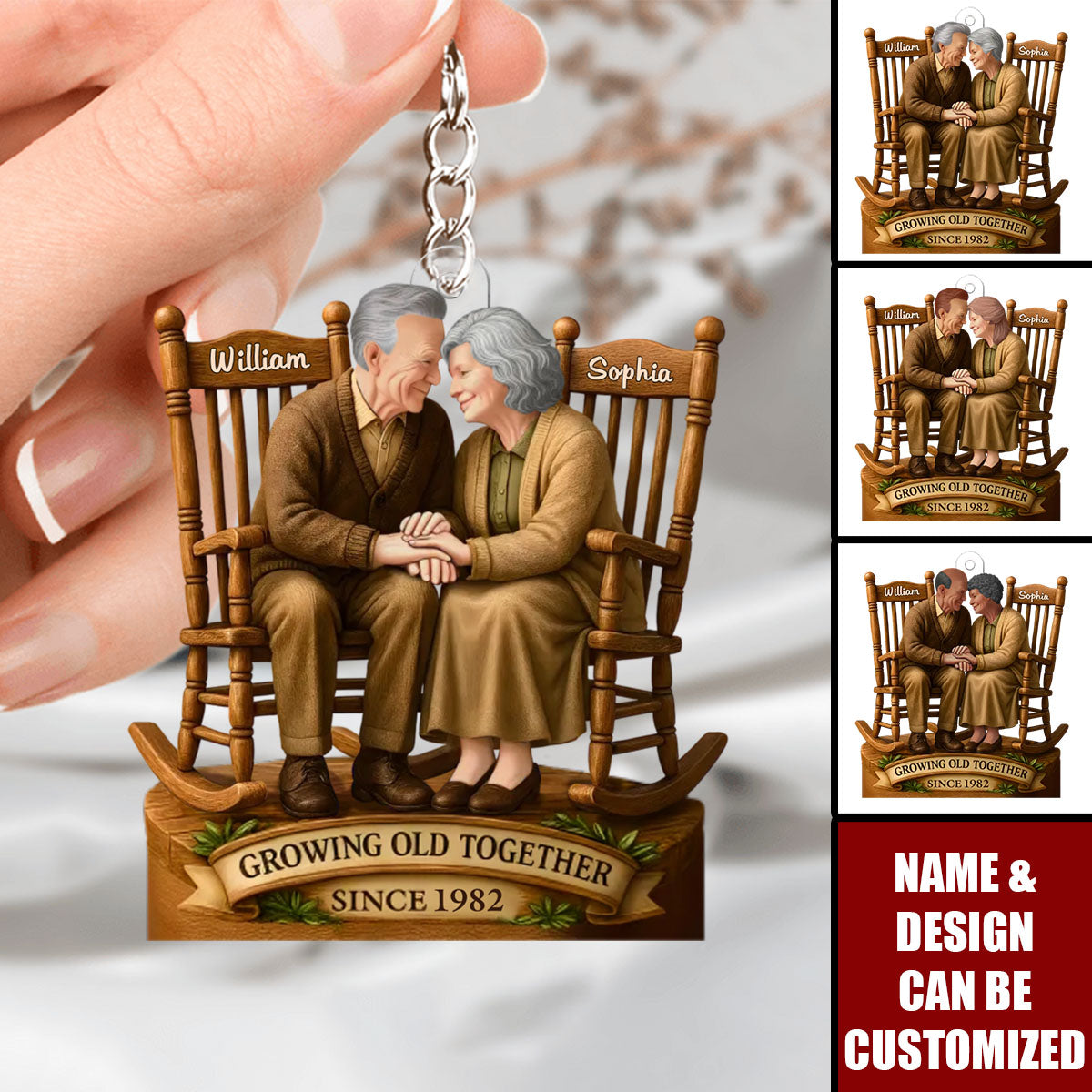 Love That Grows With Time - Personalized Acrylic Keychain, Gift For Husband Wife, Anniversary