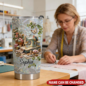 Vintage Sewing Machine Tumbler, Gift For Mom And Sewing Lovers