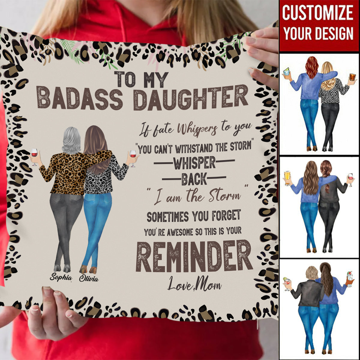 To My Daughter Whisper Back I Am The Storm - Personalized Pillow