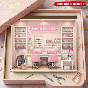 Custom Nail Salon Wooden Plaque, Personalized Miniature Display Decor