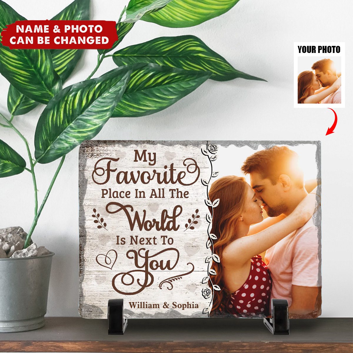 Custom Photo I Need You - Couple Personalized Rectangle Shaped Stone With Stand