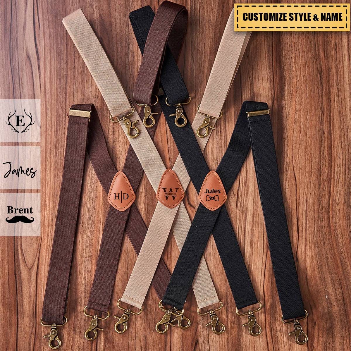Personalized Monogrammed Leather Suspenders For Unique & Love